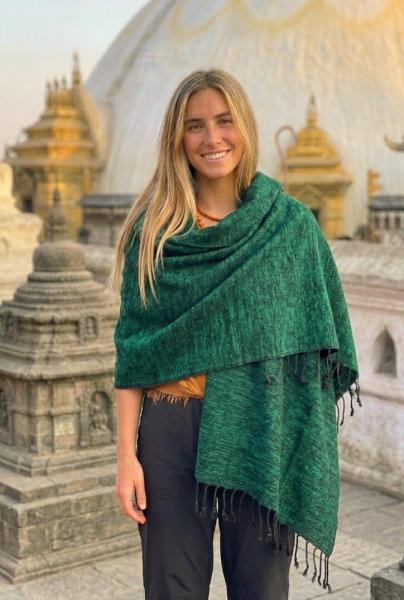 Emerald Green Yak Wool Shawls / Wraps / Blankets  - Great for Meditation