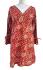 Paisley Print Kaftan Top Soft Indian Cotton Block Print Ruby Red Sizes 8 - 16