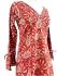 Paisley Print Kaftan Top Soft Indian Cotton Block Print Ruby Red Sizes 8 - 16