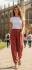 Red / Yellow Striped Cotton Casual Unisex Trousers Lightweight Summer Baggies