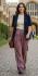 Purple / Red Striped Cotton Casual Unisex Trousers Lightweight Summer Baggies