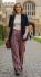 Purple / Red Striped Cotton Casual Unisex Trousers Lightweight Summer Baggies