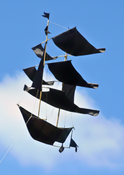 Large Black Pirate Boat Kite - Fair Trade