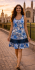 Floaty Cotton Sundress / Short Shift Dress - Bold Blue / White Flower Print