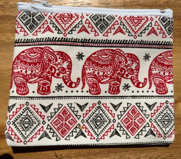 Cute Baby Elephant Design Childrens Coin Purse - Fair Trade - Red - Made in Laos