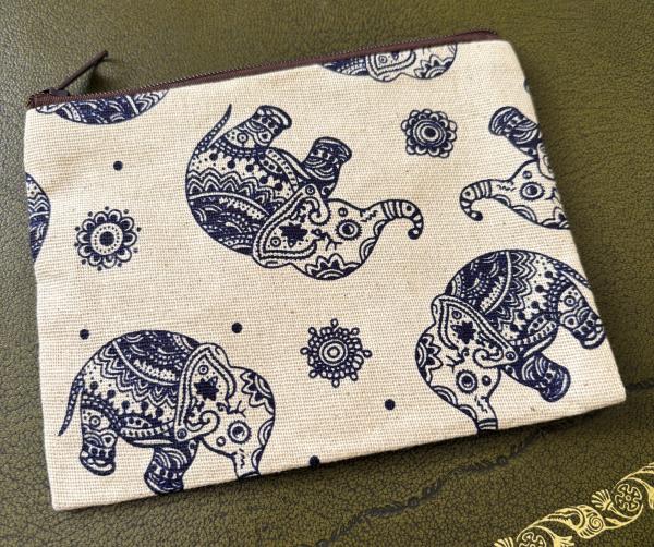 Baby Elephant Purse Unbleached Cotton Navy Traditional Design Fair Trade