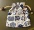 Large Unbleached Cotton Pouch / Purse - Contemporary  Cat Print from Thailand