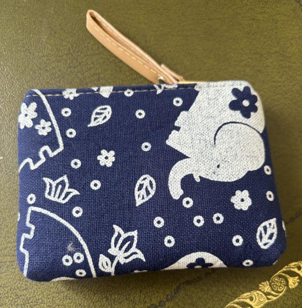 Baby Elephant Padded Coin Purse Cotton Navy Contemporary Design Fair Trade