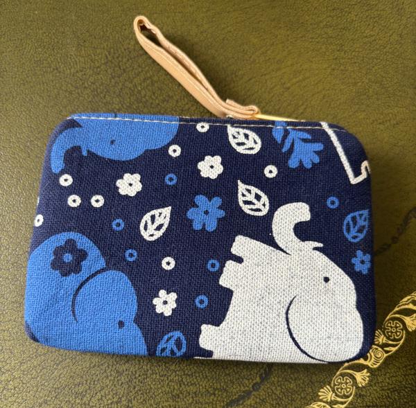 Baby Elephant Padded Coin Purse Cotton Navy & White Contemporary Design Fair Trade