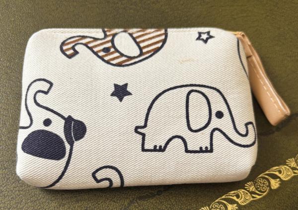 Baby Elephant Padded Coin Purse Cotton Blue & White Stripey Elephant Design Fair Trade
